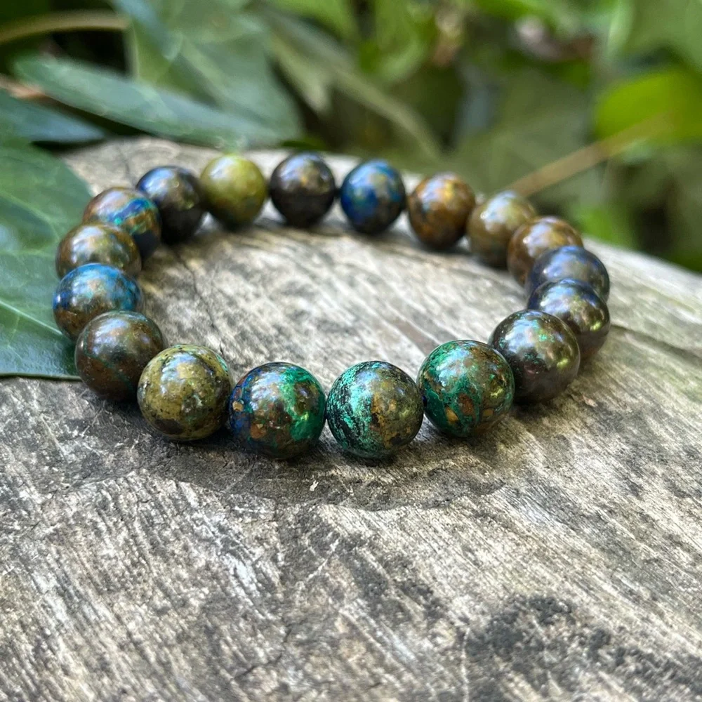 11mm stretchable‎ azurite bracelet